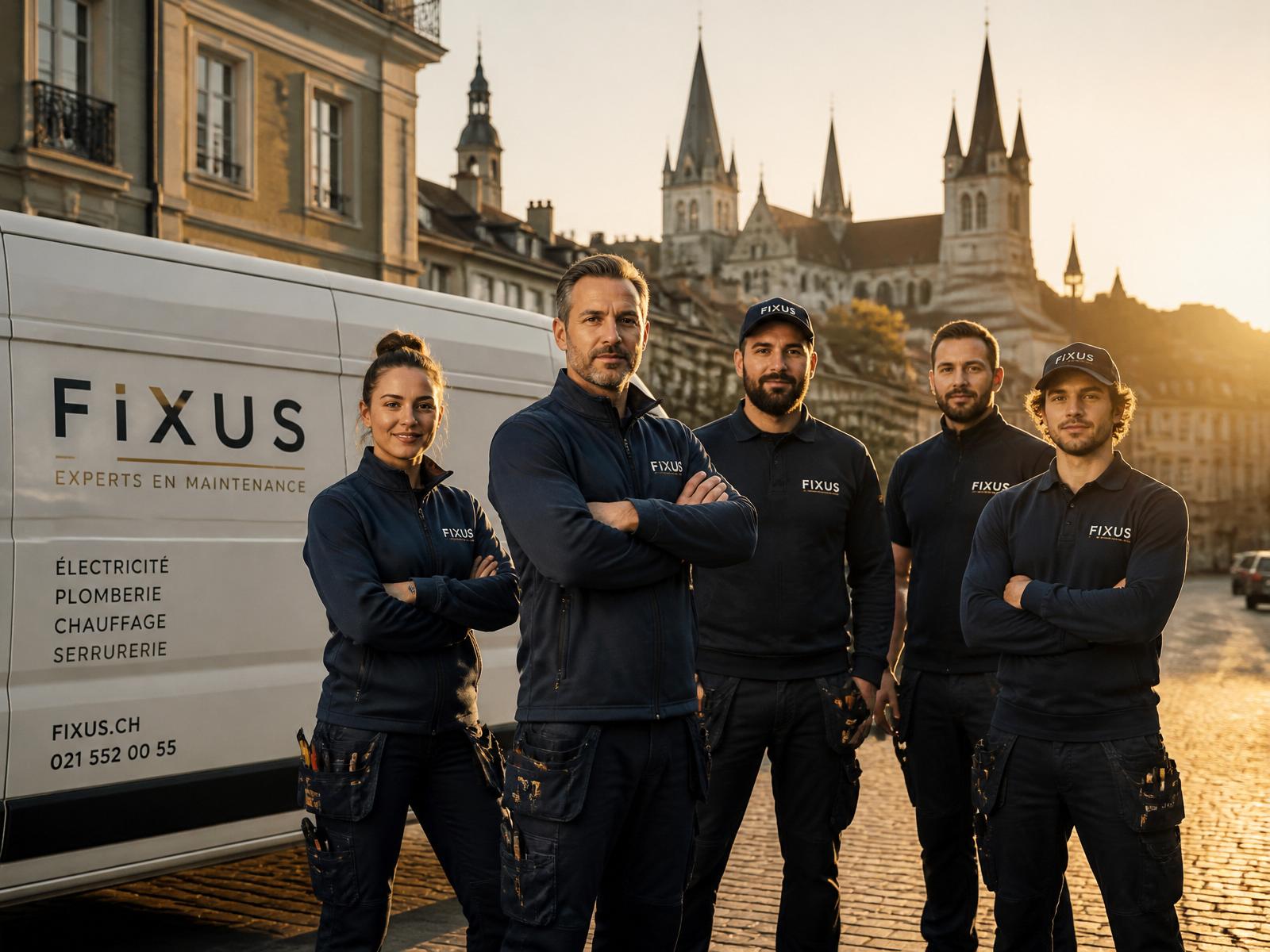 L'équipe Fixus devant son camion en Suisse romande